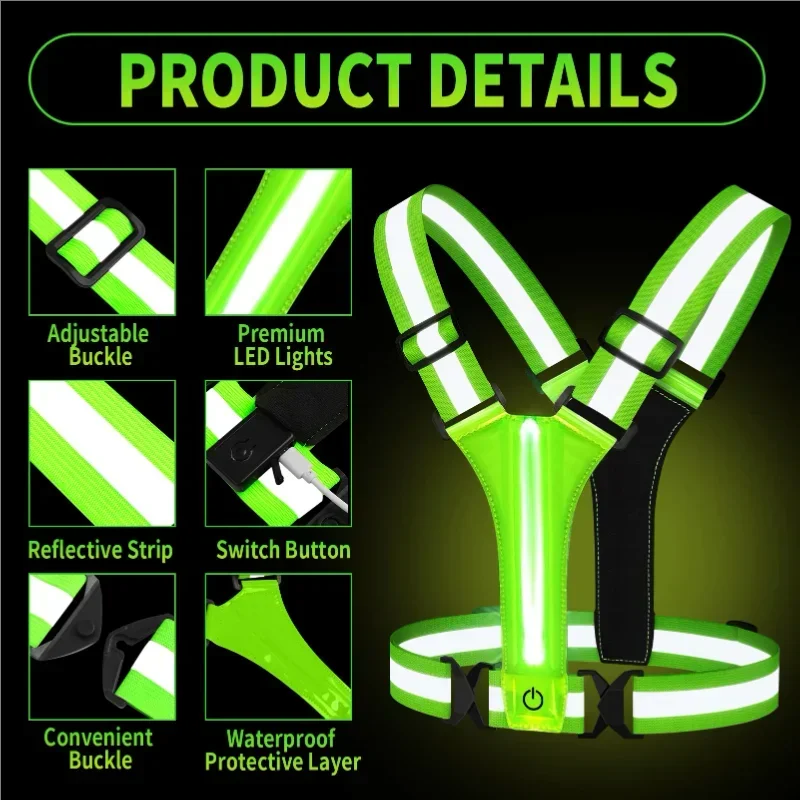 LED Reflective Vest Running Ge - Reflective Running Gear Vest recension och pris
