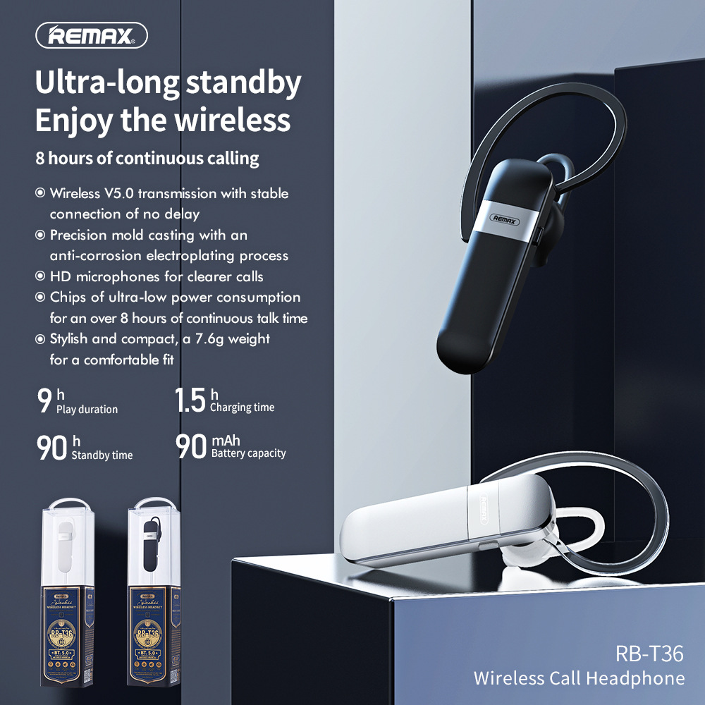 Remax RB-T36 TWS 5.0 True Wire - Earphone Sport Hook recension och pris